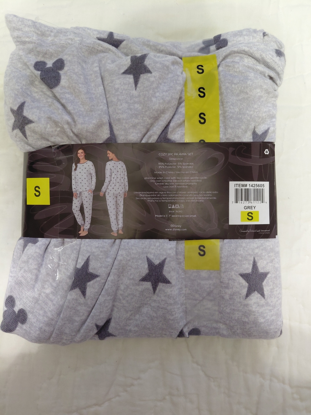 Disney Mickey & Stars Womens 2-Piece Pajama Set Gray NWT - Picture 4 of 5